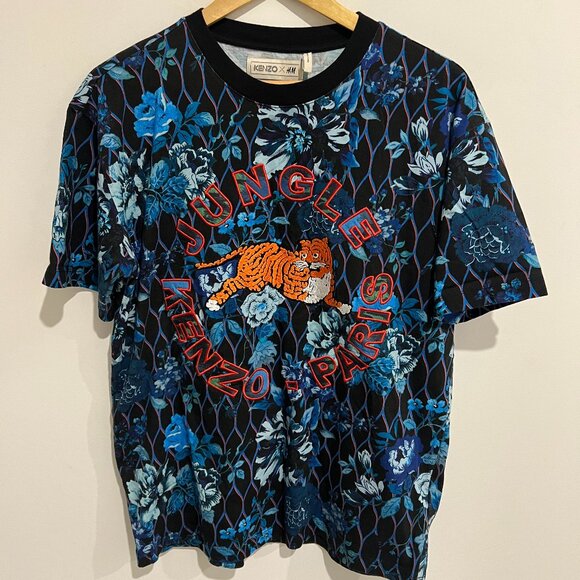 KENZO x H&M Jungle Kenzo Floral Print Tiger Embroidered T-Shirt sz MEDIUM M - Picture 2 of 4